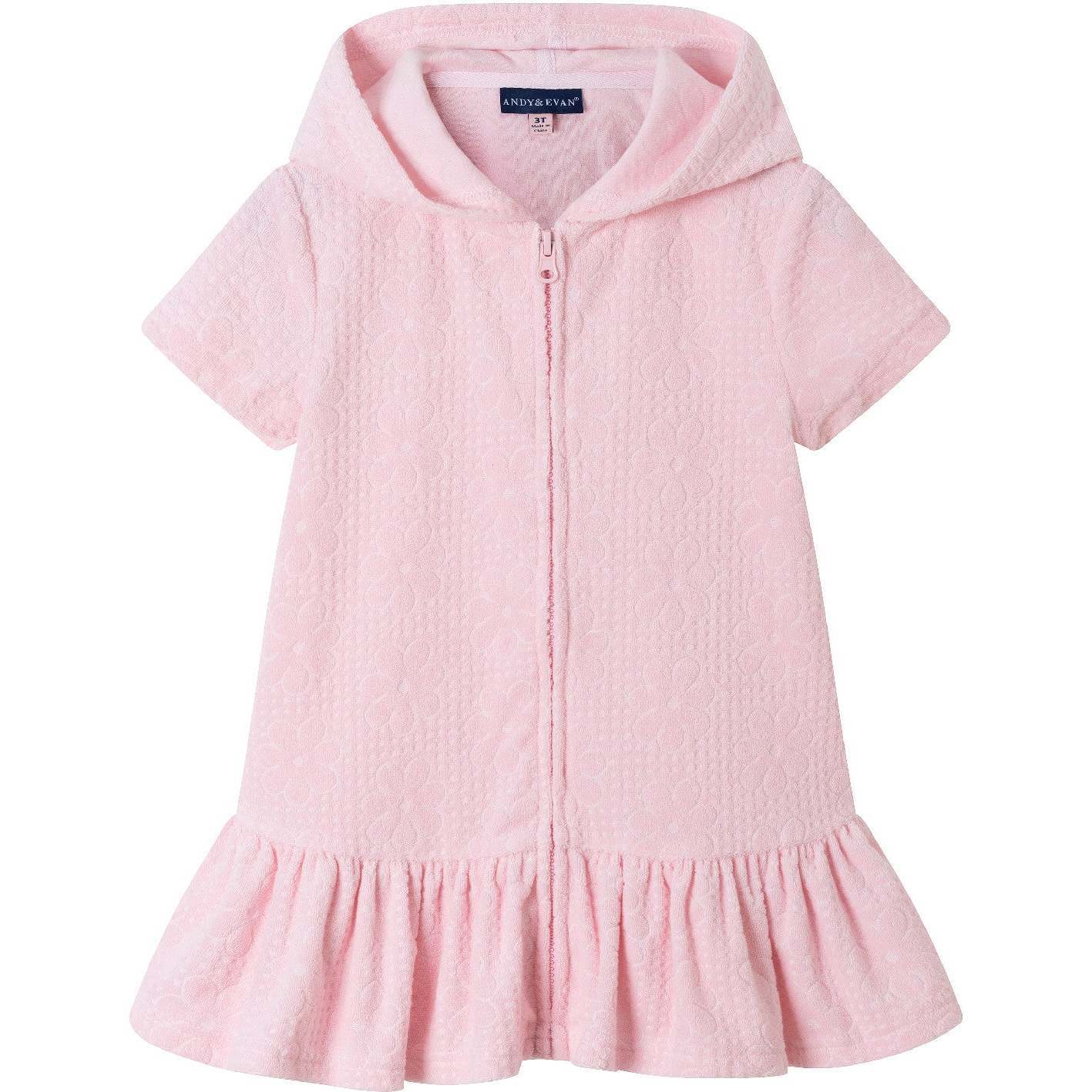 Kids Hooded French Terry Cover Up, Pink - Cover-Ups - 1