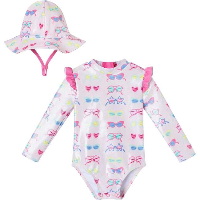 Infant Ruffle Back Rashguard & Hat Set, Sunny Shades