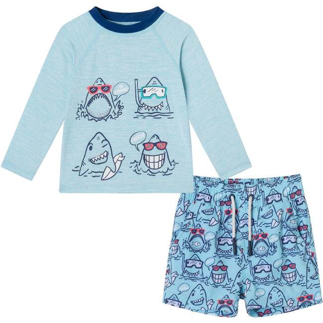 Infant Rashguard & Swim Trunk Set, Shark Characters