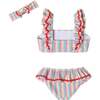 Infant Ruffle Bikini & Bow Headband Swim Set, Rainbow - One Pieces - 2