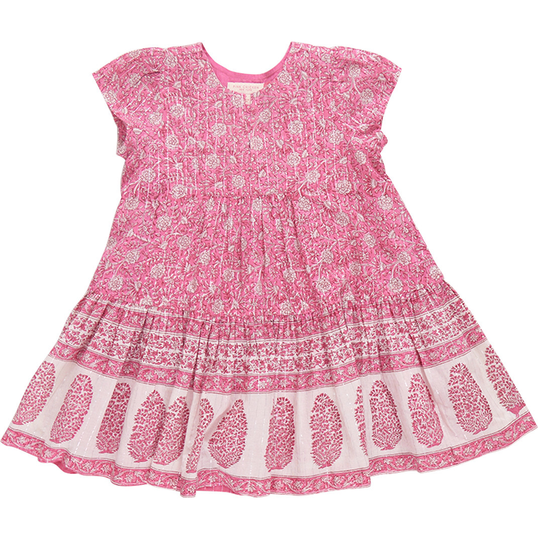 Girls Adele Dress, Hot Pink Garden Floral - Dresses - 1
