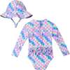 Infant Long Sleeve Rashguard & Hat Set, Hearts & Flowers - Mixed Apparel Set - 2