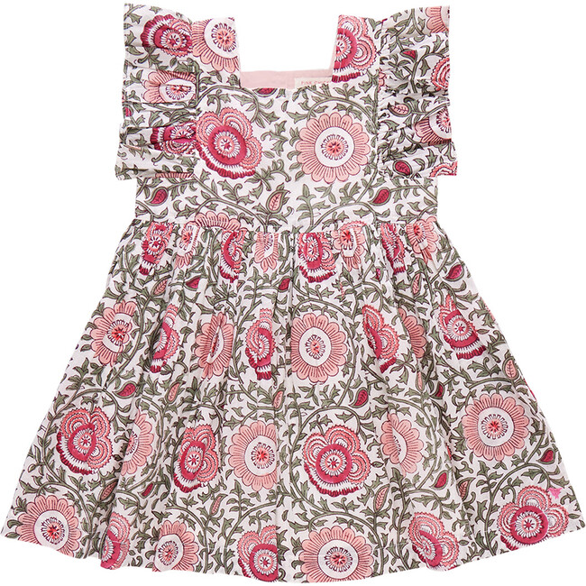 Girls Elsie Dress, Pink Lisbon Floral - Dresses - 1