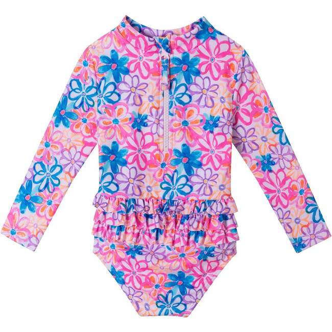 Infant Long Sleeve Rashguard & Hat Set, Floral Fun - Mixed Apparel Set - 4