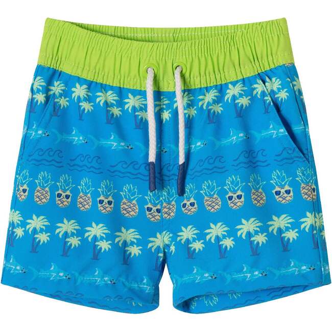 Infant Rashguard & Swim Trunk Set, Lime & Blue Breeze - Swim Trunks - 5