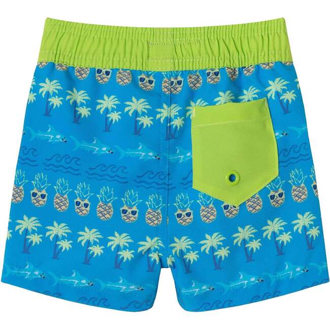 Infant Rashguard & Swim Trunk Set, Lime & Blue Breeze - Swim Trunks - 6