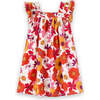 Girls Everly Square Neck Dress, Red and Orange Floral Medley - Dresses - 1 - thumbnail