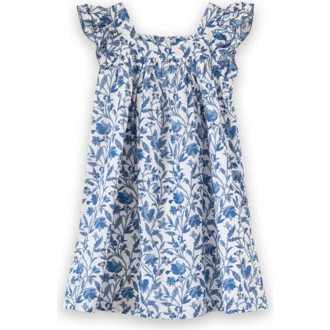 Girls Everly Square Neck Dress, Vintage Blue