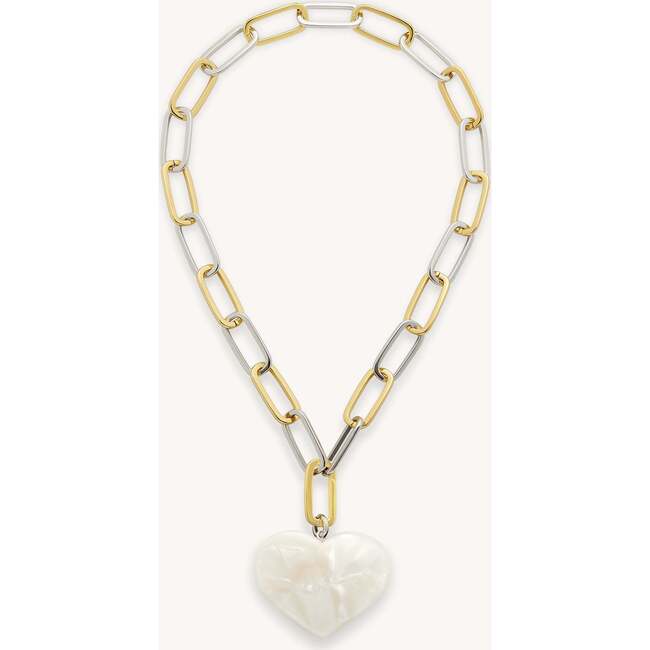 Women's Grande Heart Pendant, White Shell