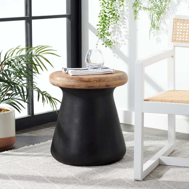 Indoor & Outdoor Button Accent Stool, Black - Accent Seating - 2