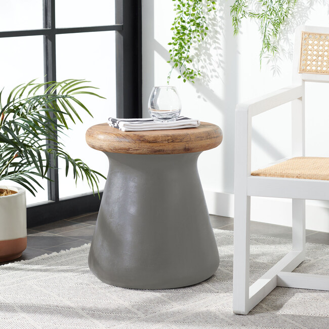 Indoor & Outdoor Button Accent Stool, Dark Grey - Accent Seating - 2