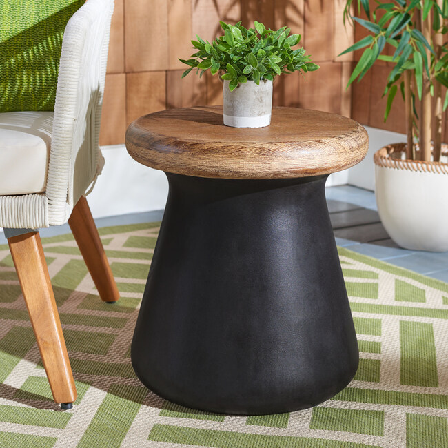 Indoor & Outdoor Button Accent Stool, Black - Accent Seating - 4