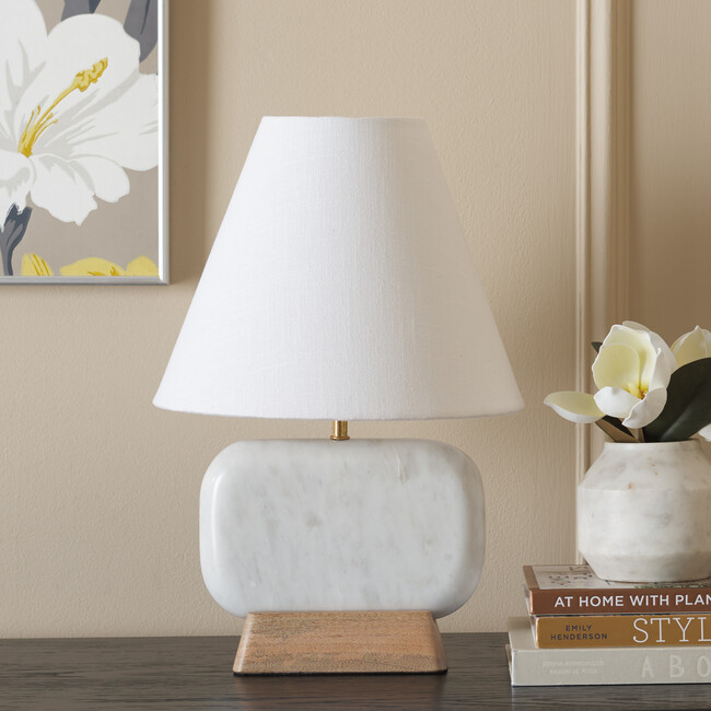 Naira 17-Inch Table Lamp, White Marble & Natural - Lighting - 2