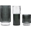 Zinc Fluted Glass Vase, Blue Grey (Set Of 3) - Accents - 1 - thumbnail