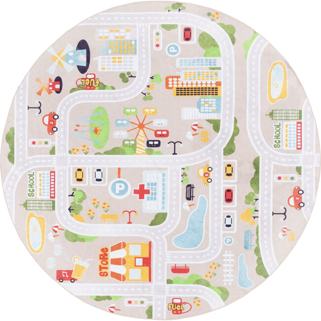 Santa Monica Kids 124 Round Rug, Beige & Ivory