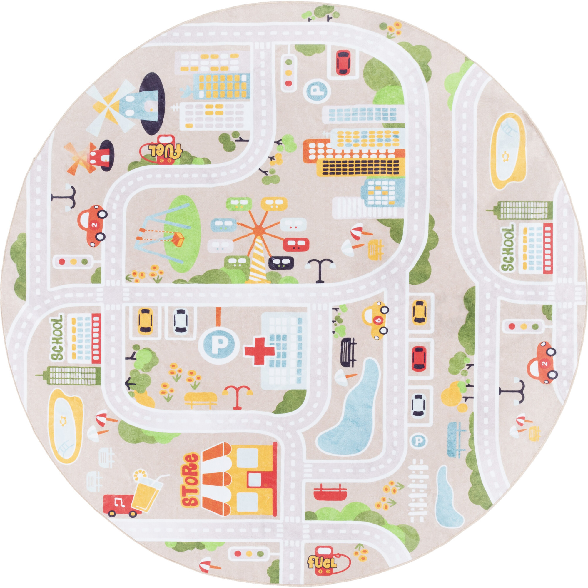 Santa Monica Kids 124 Round Rug, Beige & Ivory - Rugs - 1