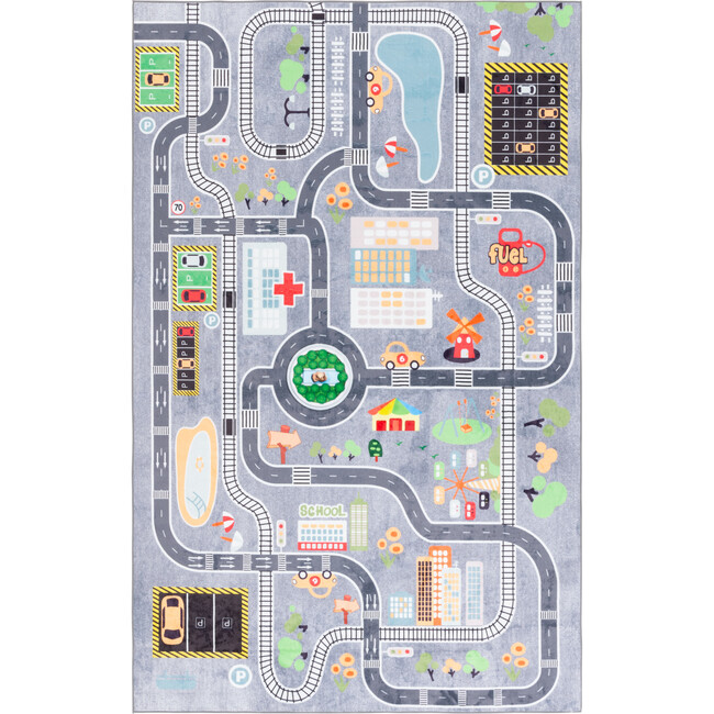 Santa Monica Kids 127 Medium Rectangle-1 Rug, Light Grey & Grey