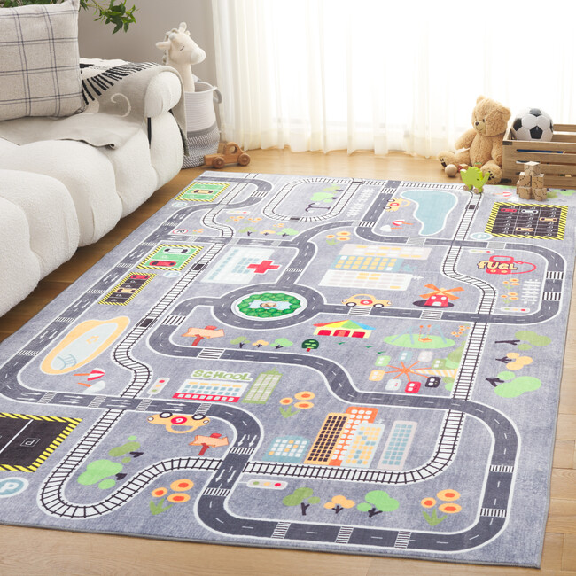 Santa Monica Kids 127 Medium Rectangle-1 Rug, Light Grey & Grey - Rugs - 2