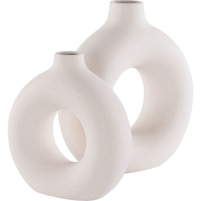 Avza Ceramic Vase, Beige (Set Of 2)