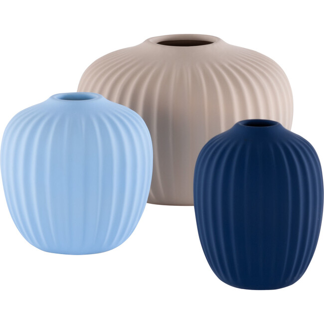 Jacie Ceramic Vase, Assorted Blue (Set Of 3)