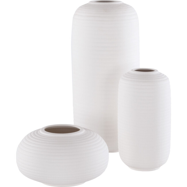 Sora Ceramic Vase, Ivory (Set Of 3)