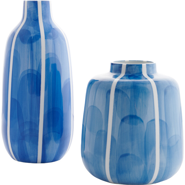 Saori Ceramic Vase, Blue & White (Set Of 2)