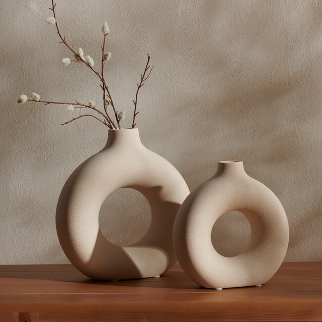 Avza Ceramic Vase, Beige (Set Of 2) - Accents - 2