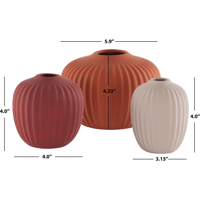 Jacie Ceramic Vase, Assorted Red (Set Of 3) - Accents - 2