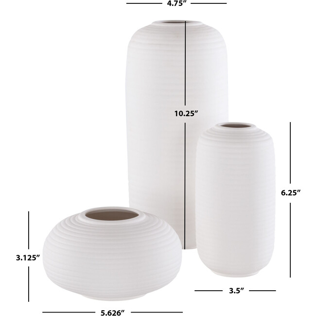 Sora Ceramic Vase, Ivory (Set Of 3) - Accents - 3