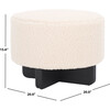 Riah Faux Shearling Round Otto, Off-White & Black - Ottomans - 3