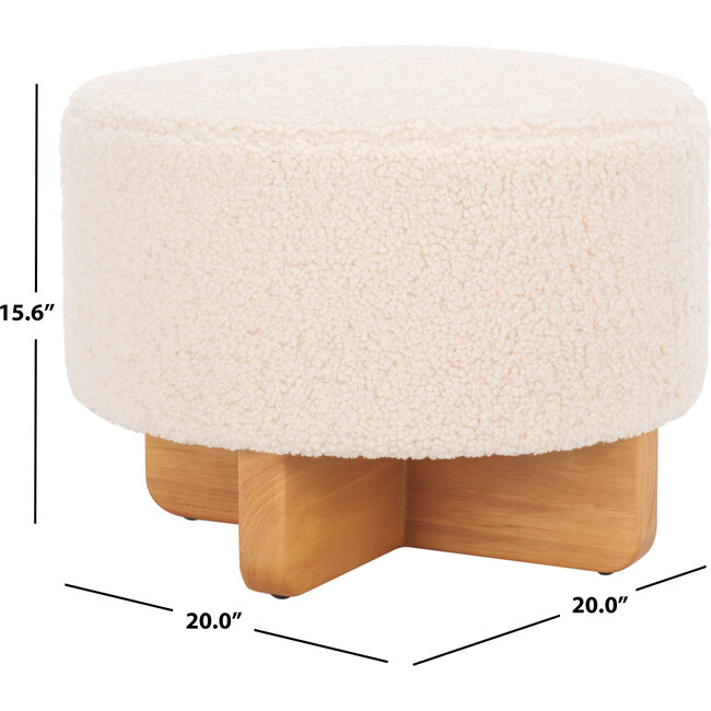 Riah Faux Shearling Round Otto, Off-White & Natural - Ottomans - 3