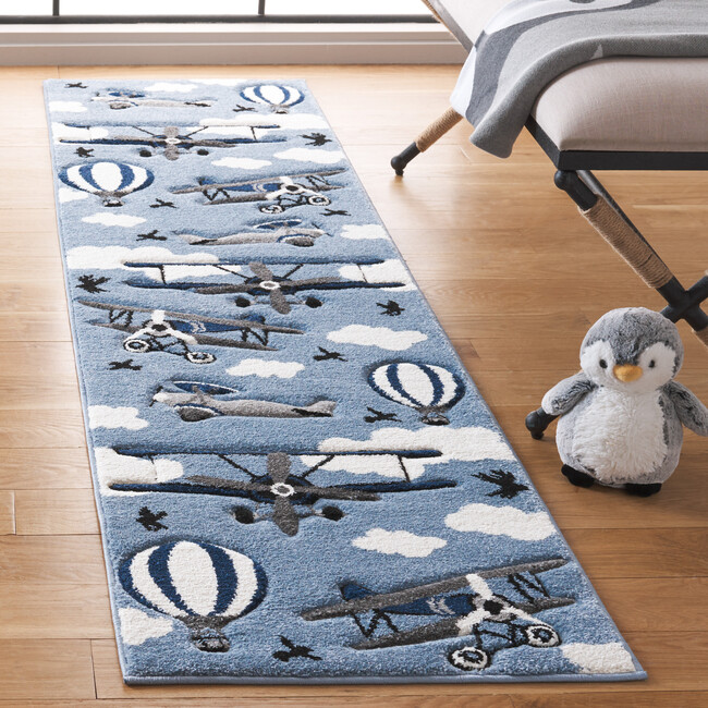 Carousel Kids 137 Runner Rug, Blue & Ivory - Rugs - 2