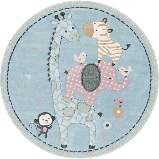 Carousel Kids 120 Large Round Rug, Blue - Rugs - 1