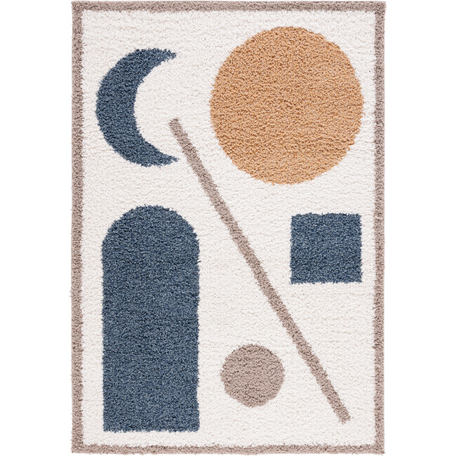 Calico 114 Medium Rectangle Shag, Ivory & Blue - Rugs - 1