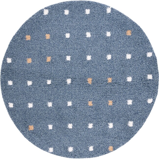 Calico 102 Round Shag, Blue & Ivory - Rugs - 1