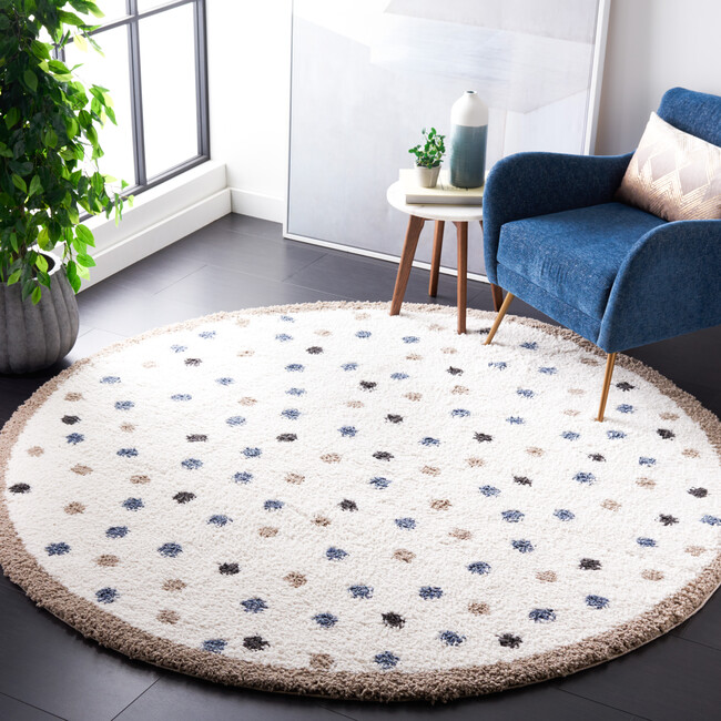 Calico 102 Round Shag, Ivory & Taupe - Rugs - 2