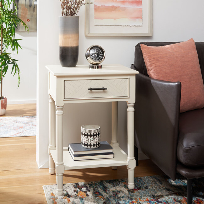 Peyton 1-Drawer Accent Table, Distressed White - Accent Tables - 2