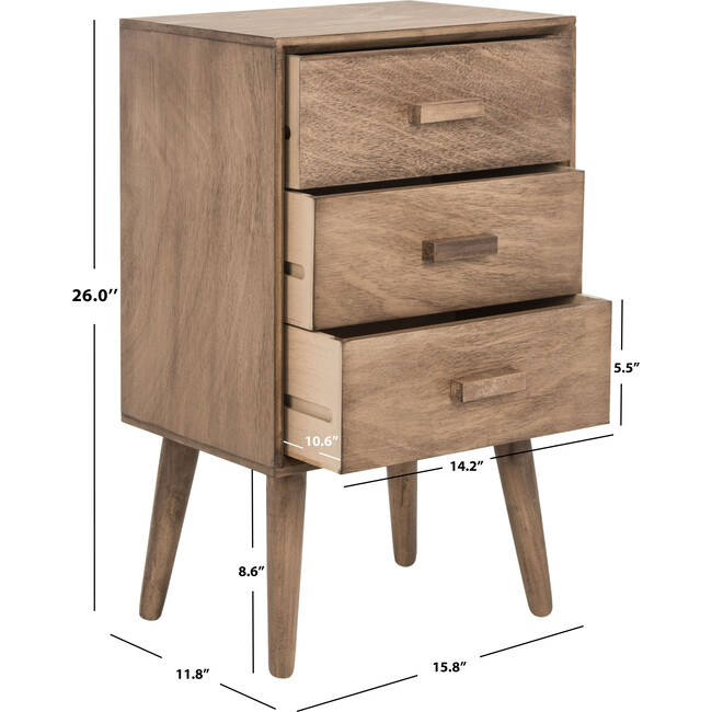 Pomona 3-Drawer Accent Table, Light Brown - Accent Tables - 3