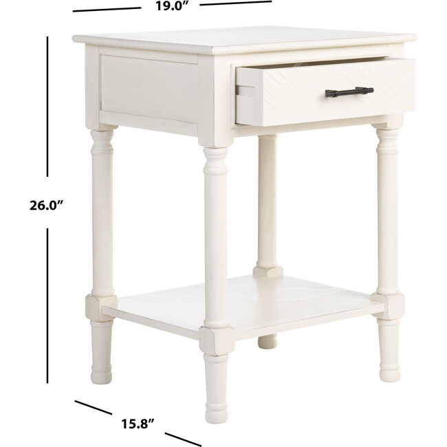 Peyton 1-Drawer Accent Table, Distressed White - Accent Tables - 3