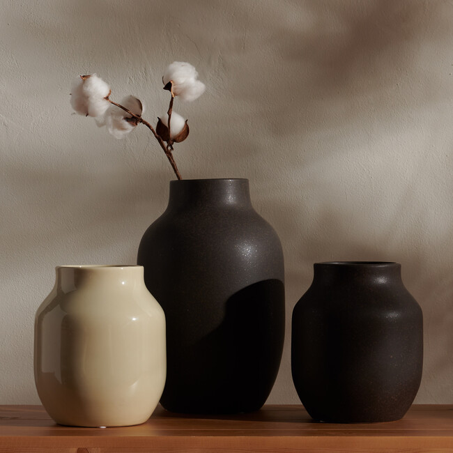 Raya Ceramic Vase, Charcoal & Beige (Set Of 3) - Accents - 2