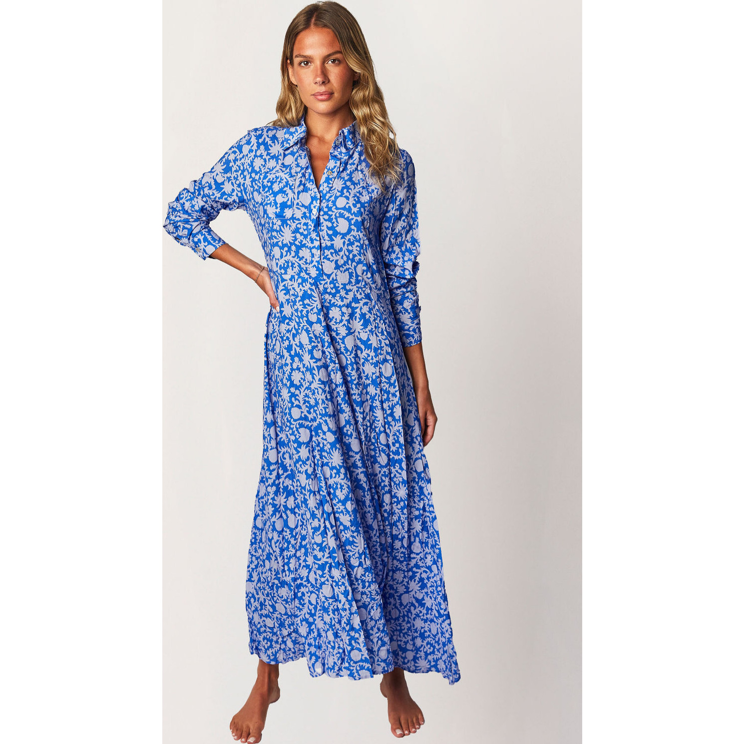 Women's Lorena Dress, Blue Blooms - Dresses - 1
