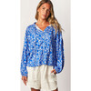 Women's Lorelei Blouse, Blue Blooms - Blouses - 1 - thumbnail