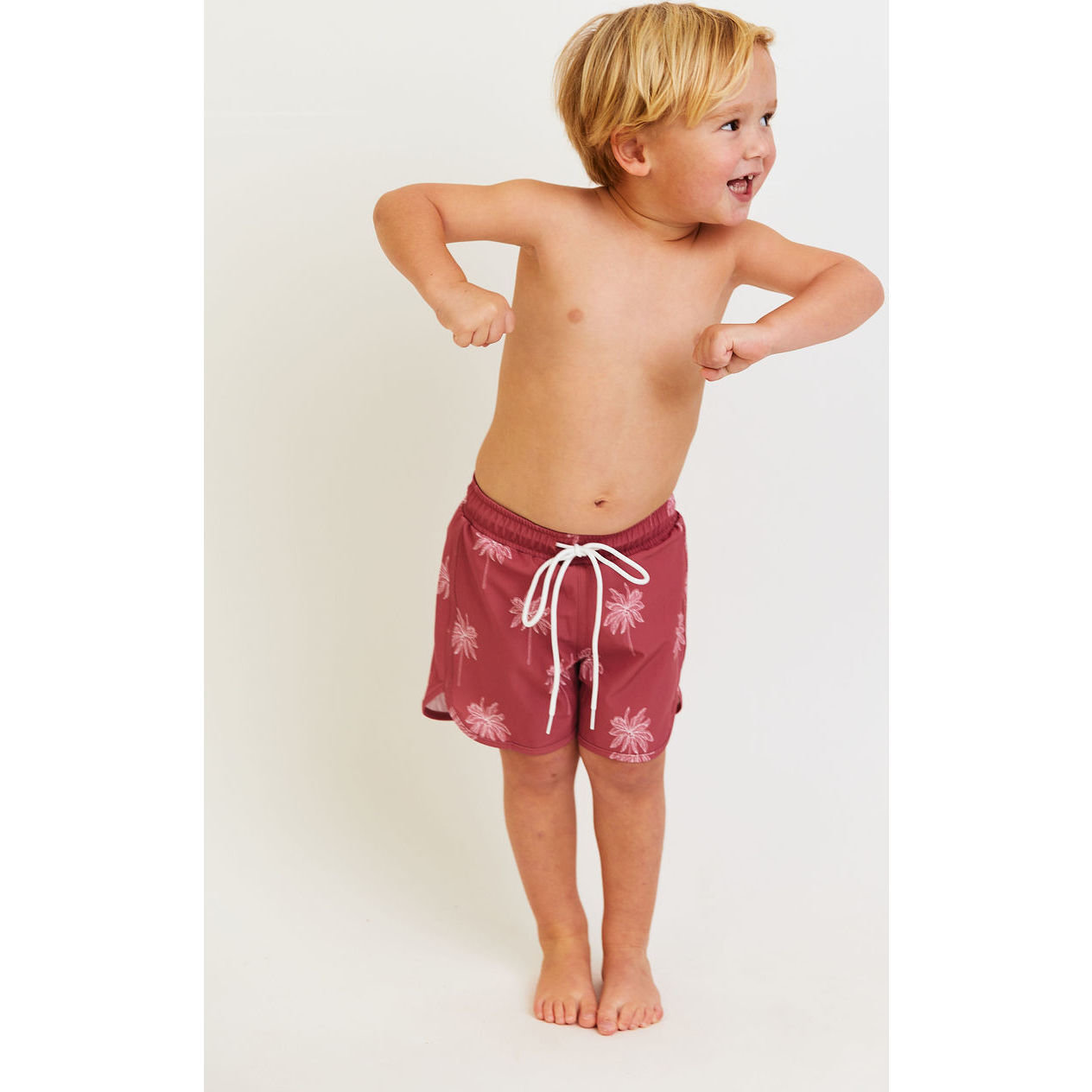 Kid's Gus Boardies, Brick Palmas - Swim Trunks - 1