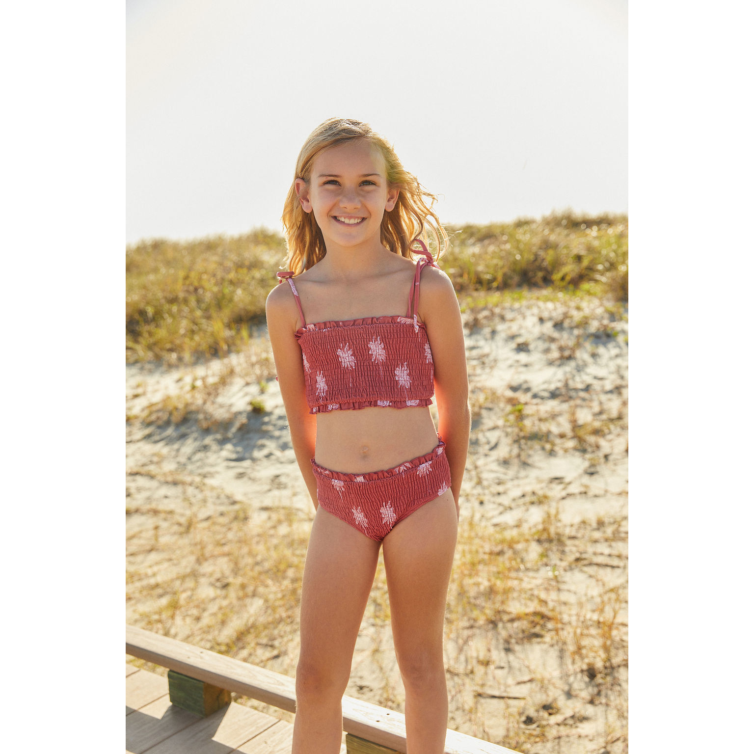 Kid's Eva Bikini Set, Brick Palmas - Two Pieces - 1