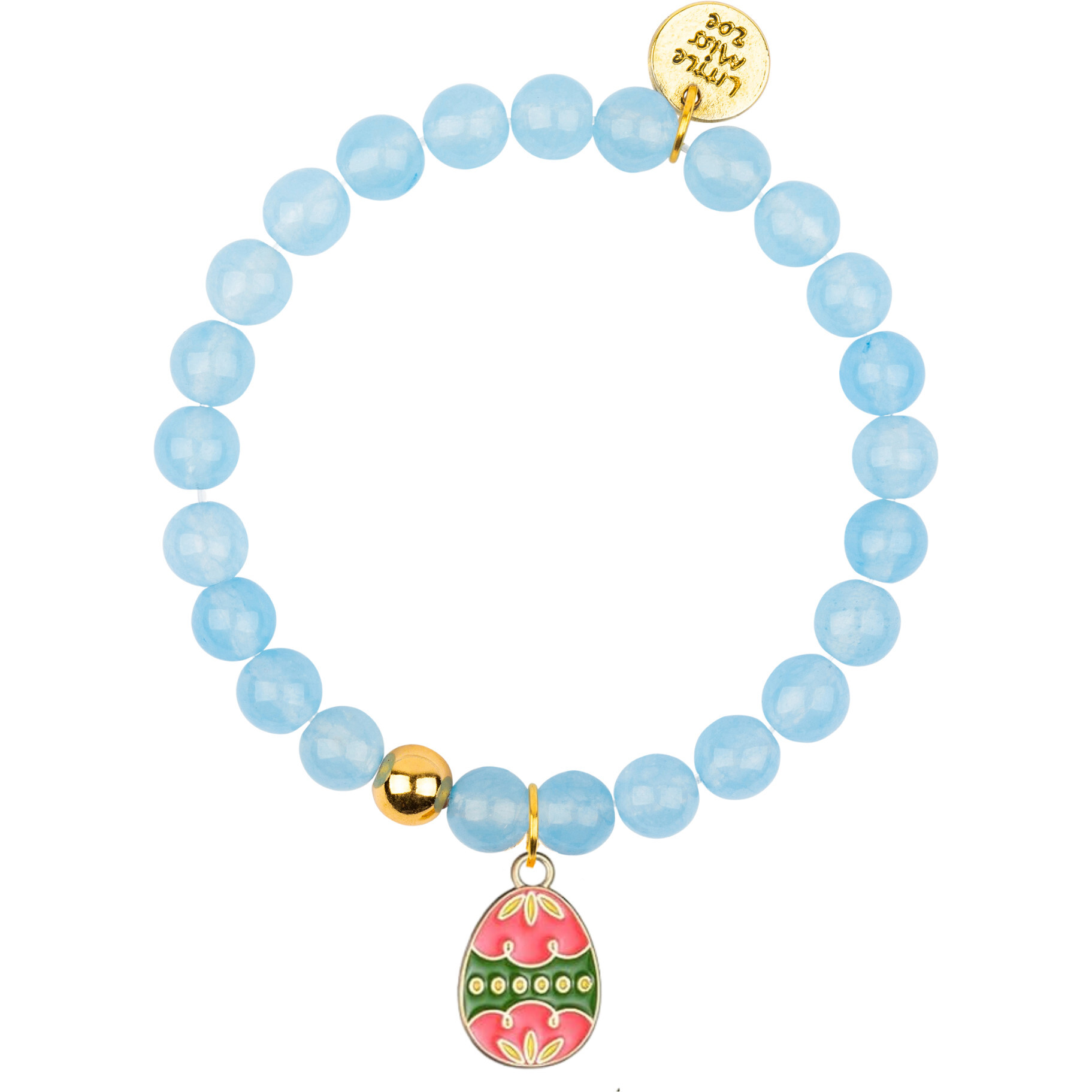 Easter Egg Gemstone Bracelet, Blue/Egg Enamel Charm - Bracelets - 1