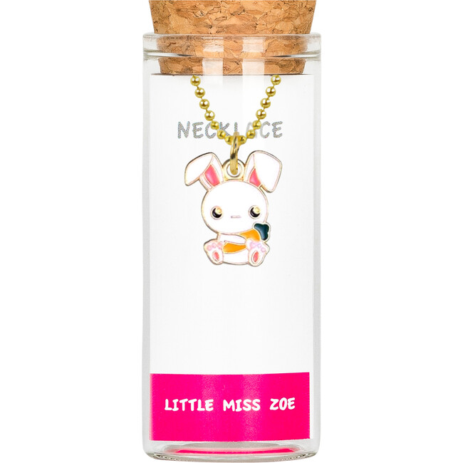 Charming Necklace in a Bottle, Bunny Holding Carrot