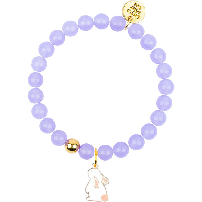 Bunny Gemstone Bracelet, Lavender/Bunny Enamel Charm