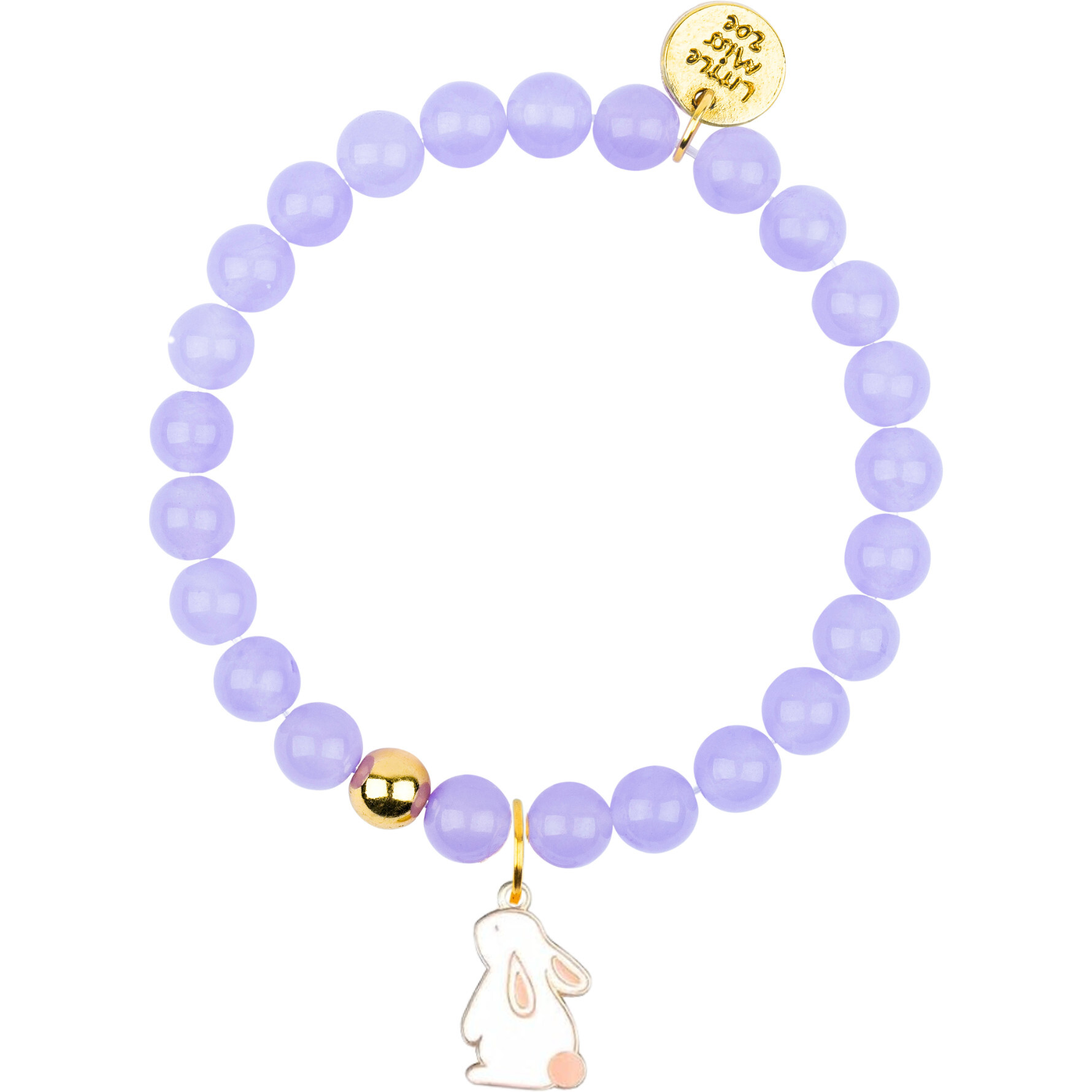 Bunny Gemstone Bracelet, Lavender/Bunny Enamel Charm - Bracelets - 1