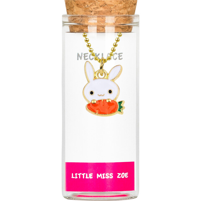 Charming Necklace in a Bottle, Bunny Eating Carrot