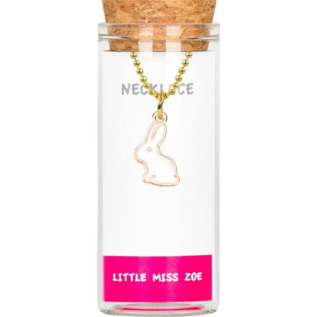 Charming Necklace in a Bottle, Small Sitting Bunny